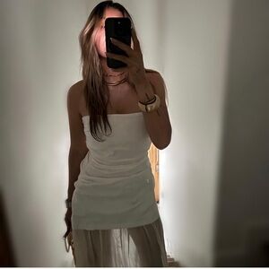 Zara White Strapless Maxi Dress